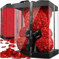 MIŚ Z RÓŻ DUŻY 25CM PREZENT NA WALENTYNKI URODZINY DLA KOBIETY DZIEWCZYNY