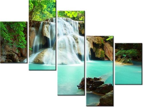 100 75CM OBRAZ 5 ELEM WODOSPAD ŚCIENNY na Arena.pl