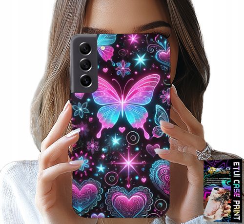 ETUI DO SAMSUNG GALAXY S21 - KOLOROWY MOTYLEK SERCE MODNE WZORY CASE na Arena.pl