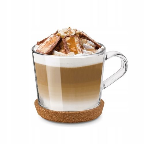 Zestaw KUBKI Szklane SZKLANKI do KAWY i HERBATY z UCHEM Tadar Sue 6x450 ml na Arena.pl