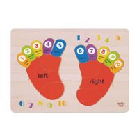 DREWNIANA  EDUKACYJNA UKŁADANKA STOPY NAUKA LICZENIA