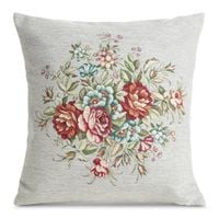 Poszewka gobelinowa w kwiaty FLORA 45X45 popielata