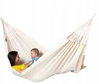 HAMAK OGRODOWY TURYSTYCZNY BOHO MOCNY DWUOSOBOWY 150x260cm TORBA BEŻ