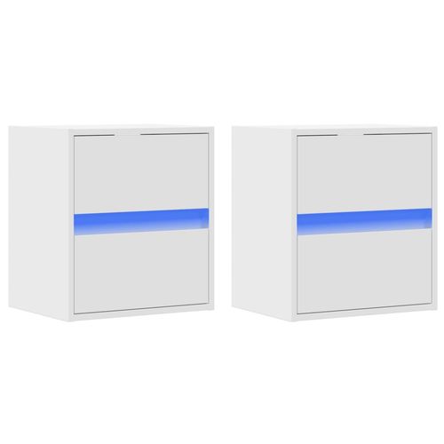 Wiszące szafki nocne z LED, 2 szt., białe na Arena.pl