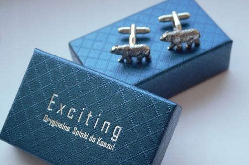 Spinki do mankietów EXC Niedźwiedź Miś Niedźwiadek Misiek srebrny w na Arena.pl