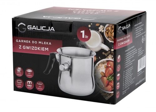Garnek stalowy do mleka z gwizdkiem RICKY 1,0 l 1000 ml 13,5 cm stal na Arena.pl
