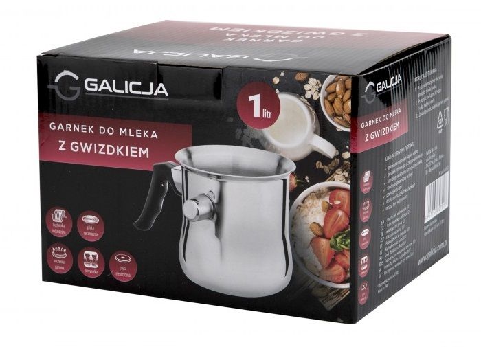 Garnek stalowy do mleka z gwizdkiem RICKY 1,0 l 1000 ml 13,5 cm stal zdjęcie 3