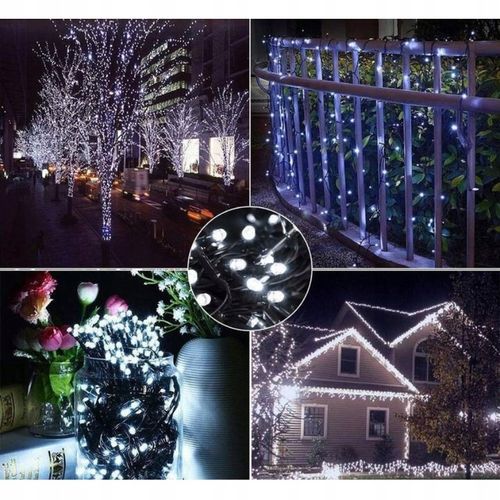 LAMPKI CHOINKOWE ŚWIATEŁKA 200 LED BIAŁY ZIMNY ZEWNĘTRZNE WEWNĘTRZNE FLASH na Arena.pl