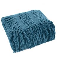 Pleciony koc akrylowy 130x170 granatowy