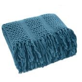 Pleciony koc akrylowy 130x170 granatowy