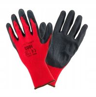 Rękawice robocze poliester+lateks 9/L czerw.-czar.