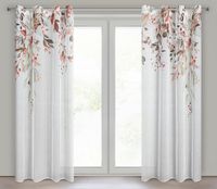 Zasłona gotowa na przelotkach MEG 140x260 biała rude kwiaty
