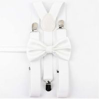 Zestaw SZELKI męskie do spodni białe i MUCHA męska biała