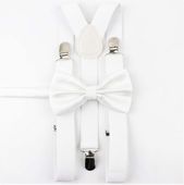 Zestaw SZELKI męskie do spodni białe i MUCHA męska biała