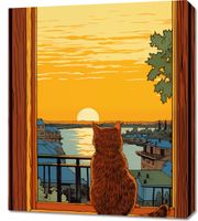 Obraz 60x70cm Zachód przez Kocie Oczy