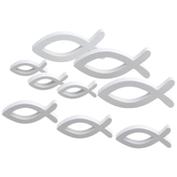 Ryby Drewniane Białe Zestaw 9 Sztuk Dekoracja na Komunię Chrzest Stół