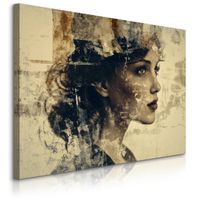 Obraz Na Płótnie Do Salonu Portret Kobiety Abstrakcja Vintage 120cm x 80cm