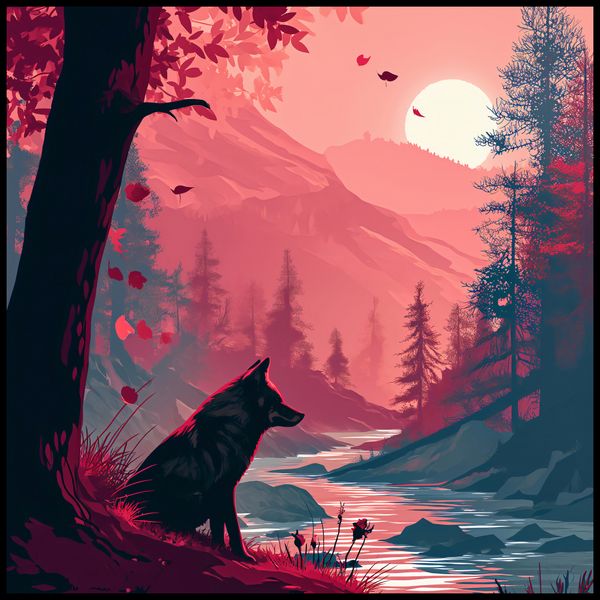 Plakat 90x90cm Wilk Przy Brzegu Lasu zdjęcie 2