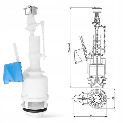 ZAWÓR SPUSTOWY SPŁUCZKI Uniwersalny DWUFUNKCYJNY Przycisk Spłukujący WC T1 na Arena.pl