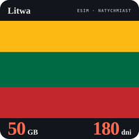 Karta eSIM Internet Litwa 50 GB na 180 dni - bez rejestracji