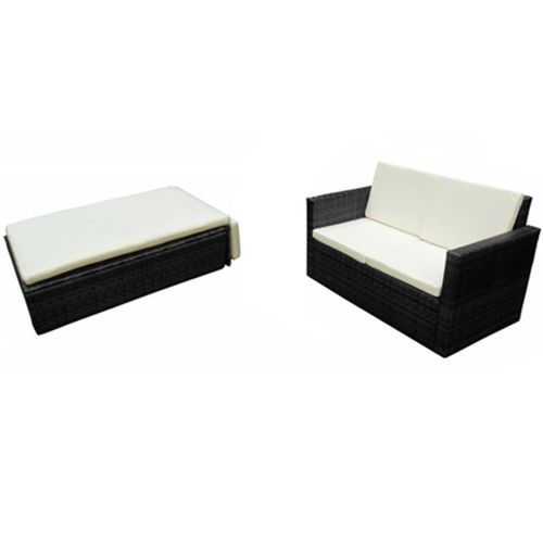 MEBLE DO OGRODU RATTAN SOFA STOŁEK PODUSZKI CZARNE na Arena.pl