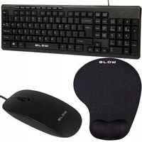 ZESTAW BIUROWY GAMINGOWY KLAWIATURA MYSZKA PRZEWODOWA USB CICHA PODKŁADKA