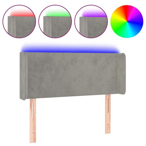 Zagłówek do łóżka z LED, jasnoszary, 93x16x78/88 cm, aksamit na Arena.pl