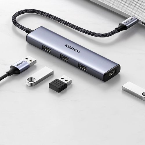 Rozdzielacz rozgałęźnik HUB USB-C na 4x USB 3.2 srebrny na Arena.pl