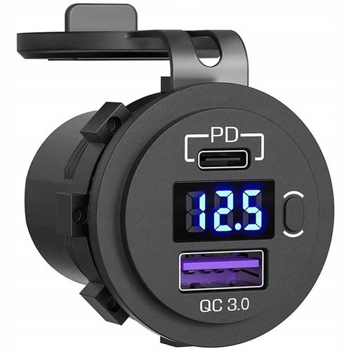 Ładowarka samochodowa USB QC 3.0 USB-C C PD gniazdo zapalniczki Woltomierz na Arena.pl