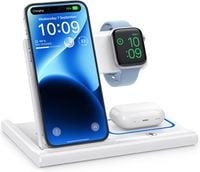 Stacja ładująca indukcyjna 3w1 na telefon, zegarek i słuchawki biała EXW