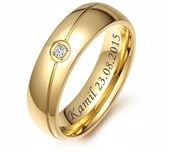 OBRĄCZKA ZŁOTA STAL CHIRURGICZNA z grawerem 26