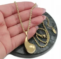 NASZYJNIK ZŁOTY KROPLA ŁEZKA STAL CHIRURGICZNA 316 L