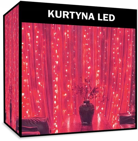 KURTYNA SOPLE 100 LED GNIAZDO IP44 CZERWONA zdjęcie 1