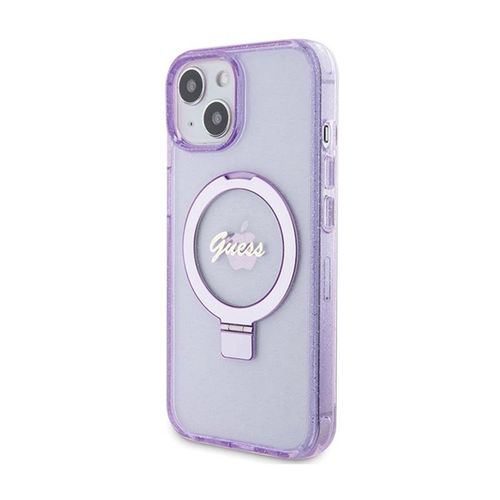 Guess Ring Stand Script Glitter MagSafe - Etui iPhone 15 (fioletowy) na Arena.pl