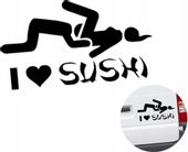 22 0062 Naklejka Wlepa na samochód I Love Sushi Amator Owoców Morza Ogier