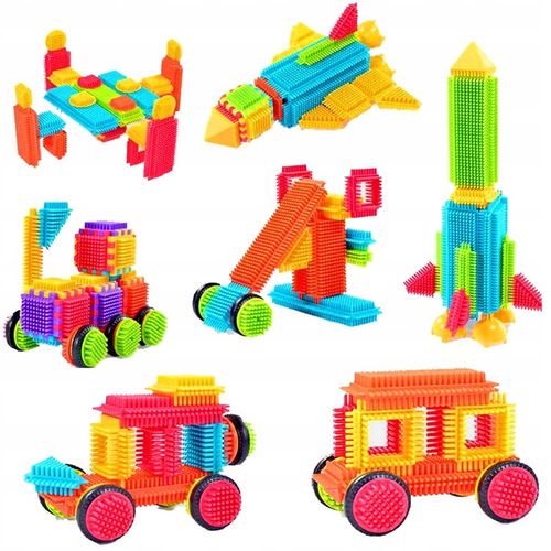 KLOCKI KONSTRUKCYJNE WAFLE JEŻYKI KOLOROWE MOCNE DLA DZIECI WIADERKO XXL na Arena.pl