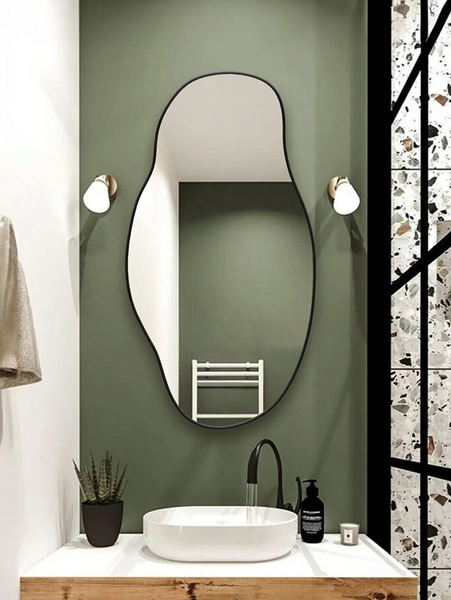 Lustro ścienne asymetryczne 40x75 cm - Czarna rama zdjęcie 1