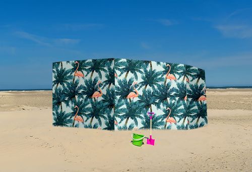 PARAWAN PLAŻOWY Palmy i flamingi z indywidualnym napisem 4 PANELE 63.4 na Arena.pl
