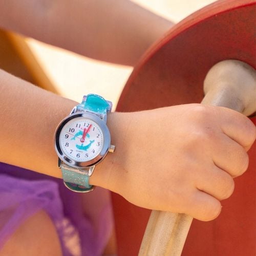 Girls' wrist watch with glitter. Includes exercises for learning the na Arena.pl
