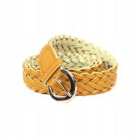 Pasek damski pleciony skóra ekologiczna 3cm żółty