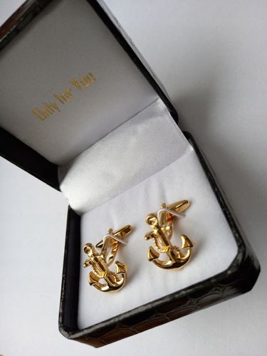 Złote spinki do mankietów Exciting Kotwica Marine Kapitańskie Żeglarskie na Arena.pl