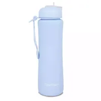 Bidon silikonowy Pump 600 ml pudrowy niebieski