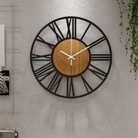 HAITANG Zegar ścienny do dekoracji salonu, 40 cm CZARNY / DREWNO