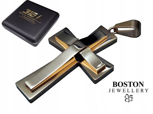 ZŁOTY SREBRNY KRZYŻ KRZYŻYK NA ŁAŃCUSZEK STAL 316L na Arena.pl