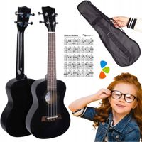 ZESTAW UKULELE KONCERTOWE DLA DZIECI DO NAUKI + POKROWIEC + KOSTKI + AKORDY