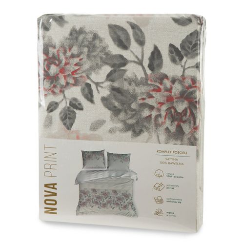 Pościel z satyny z nadrukiem 220X200 70X80X2 NIKA43 kremowa kwiaty na Arena.pl