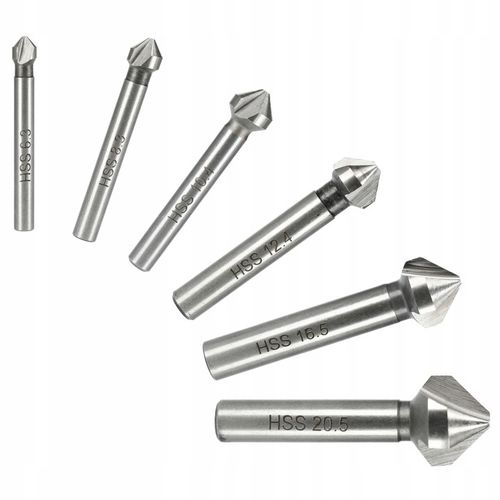 FAZOWNIK POGŁĘBIACZ STOŻKOWY DO METALU WIERTŁA FREZY ZESTAW 6SZT RASTOOL na Arena.pl