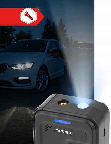 KOMPRESOR SAMOCHODOWY Pompka Elektryczna Sprężarka do kół 8V 4000mAh LCD na Arena.pl