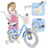 Rowerek 14 cali dla dziewczynki dziecięcy Pchacz Kółka boczne Koszyk Flower