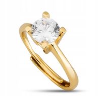 Złoty pierścionek pozłacany 24k regulowany uniwersalny z cyrkonią PETERSON